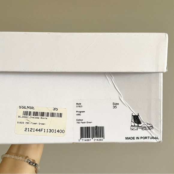 GANNI Flash Green Leather Chunky Ankle Rubber Lug Boots - 5 - Picture 4 of 6